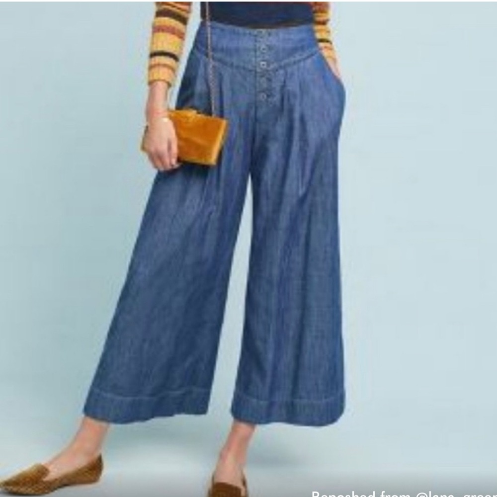 Anthropologie Pilcro Ultra High-Rise Cropped Wide-Leg Jeans - Picture 1 of 11